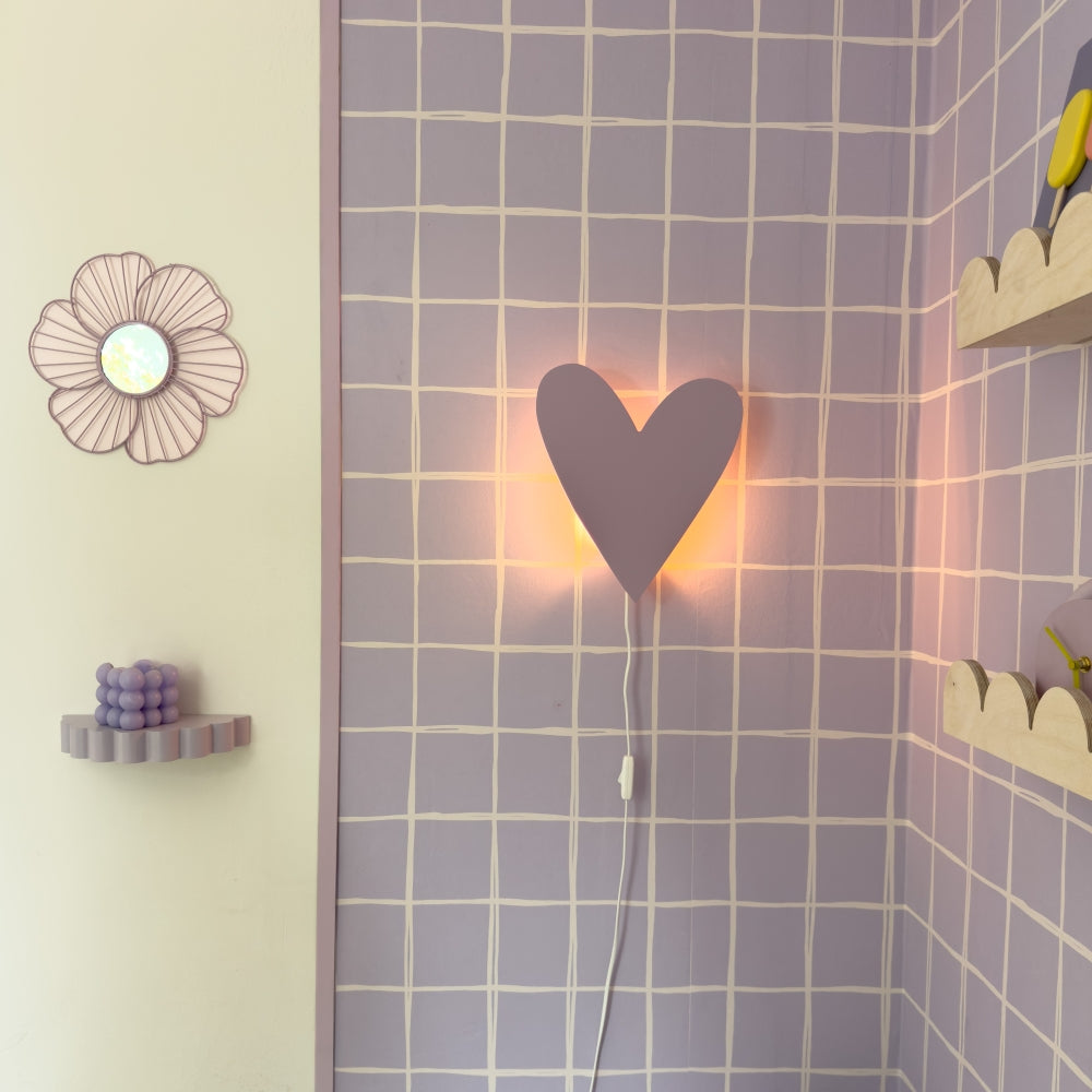 Hölzerne Wandleuchte Kinderzimmer | Herz - lila toddie.de ®