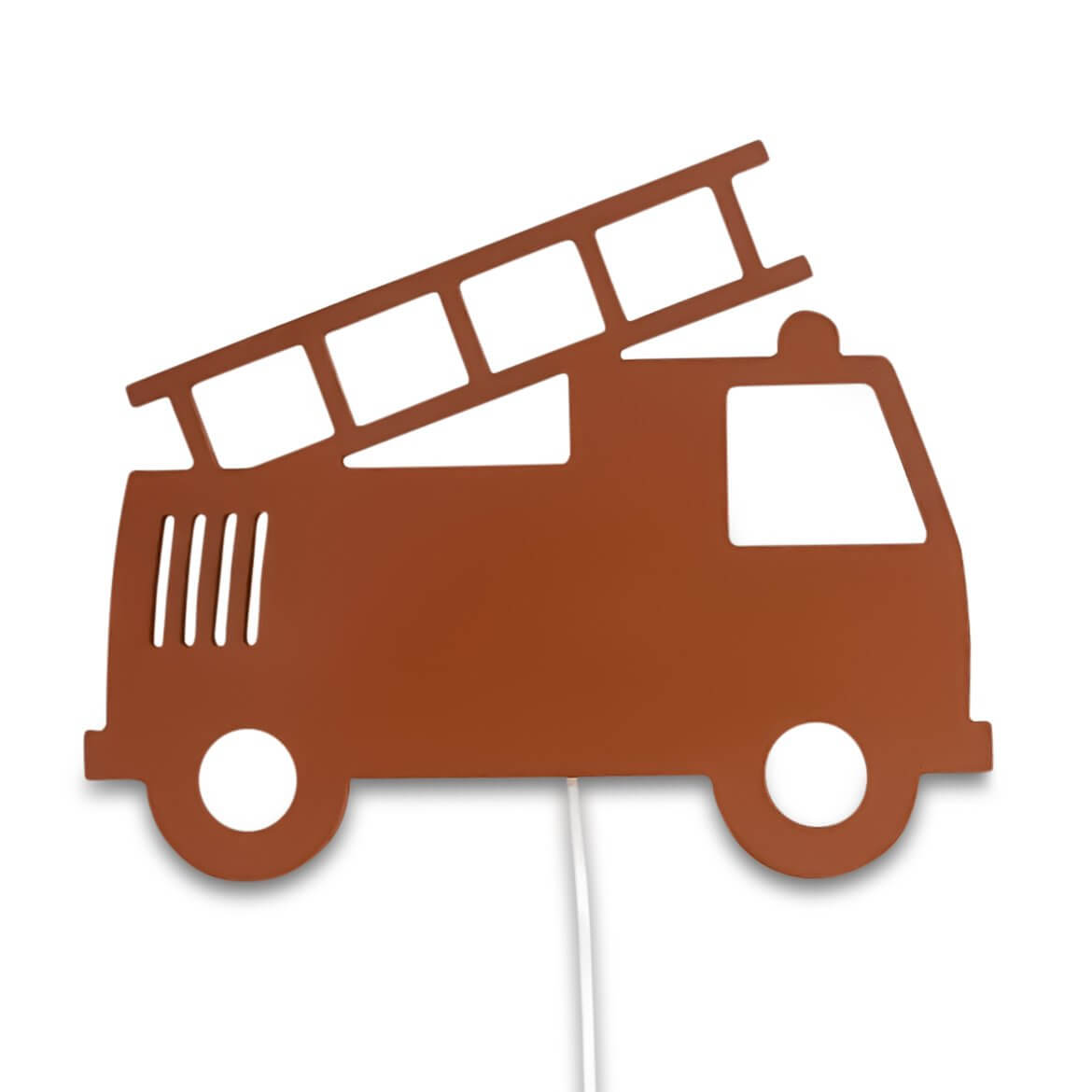 Hölzerne Wandleuchte Kinderzimmer | Feuerwehrwagen - ziegelrot Wandleuchte toddie.de