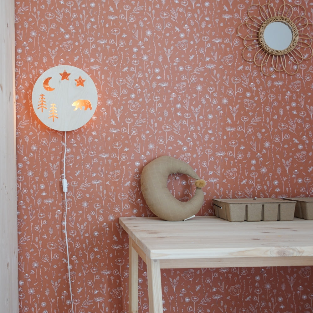 Hölzerne Wandlampe Kinderzimmer | Waldtiere - natur Wandleuchte toddie.de