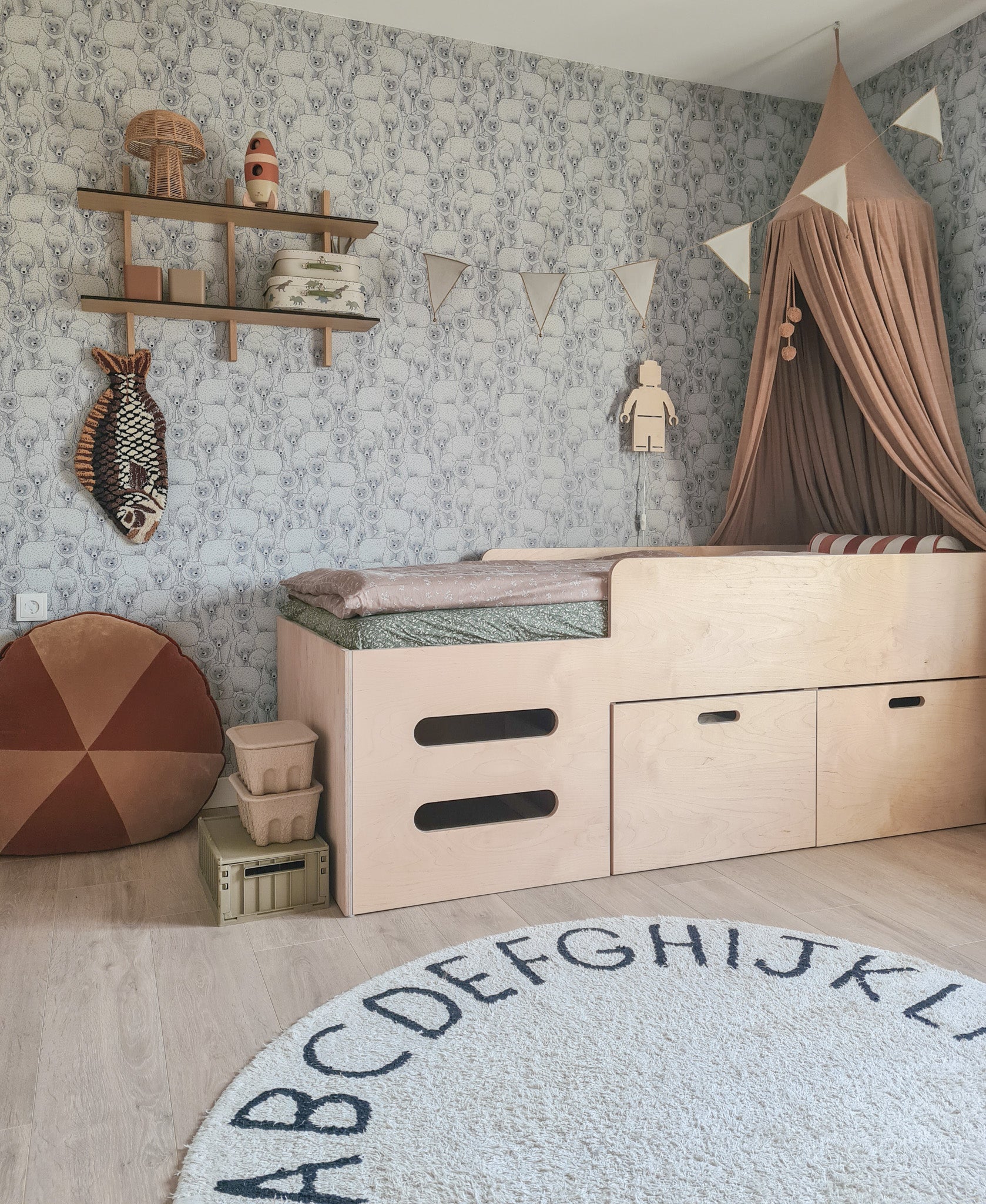 Hölzerne Wandleuchte Kinderzimmer | Lego- natur Wandleuchte toddie.de