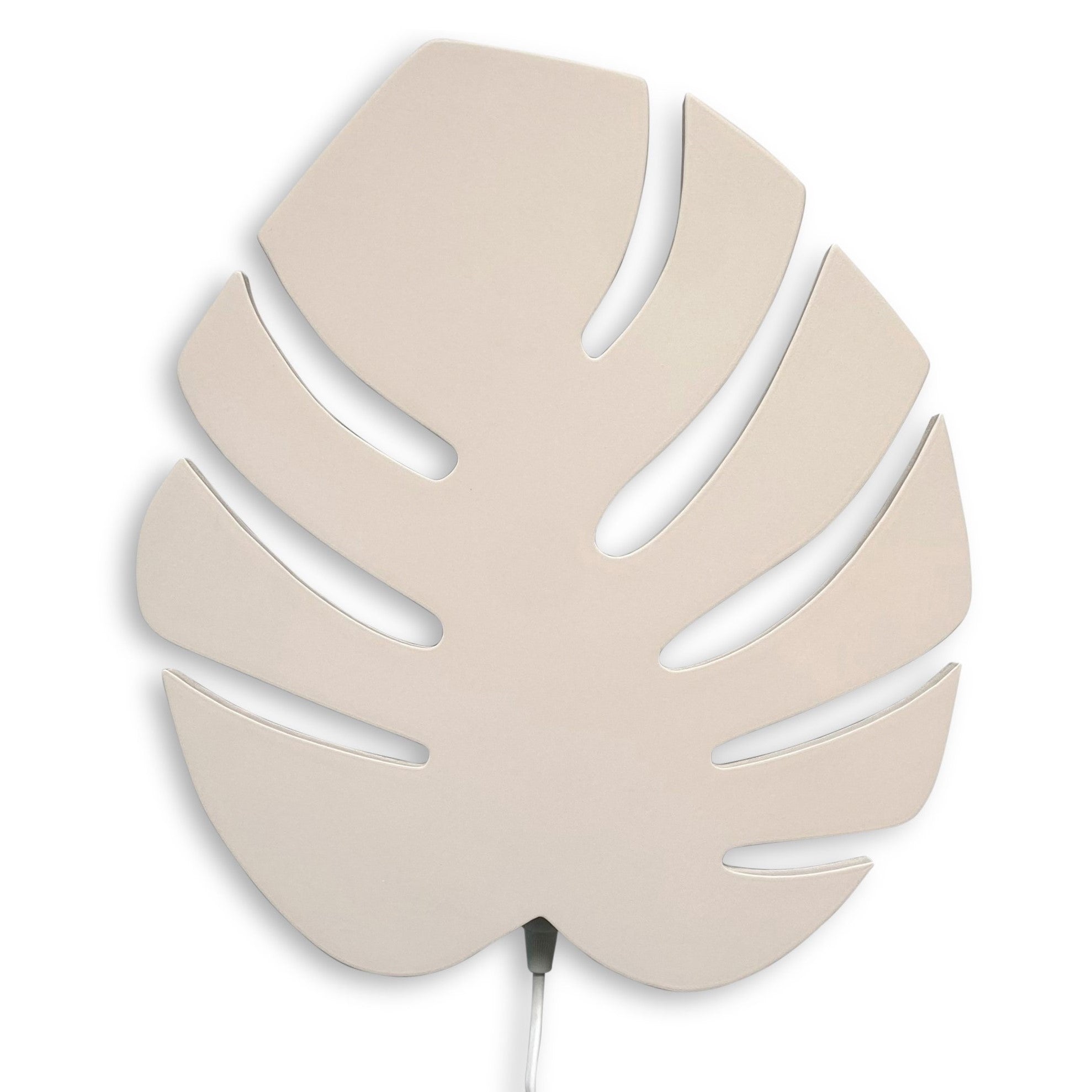 Hölzerne Wandleuchte Kinderzimmer | Monstera-Blatt - beige Wandleuchte toddie.de Schwarzes Kabel