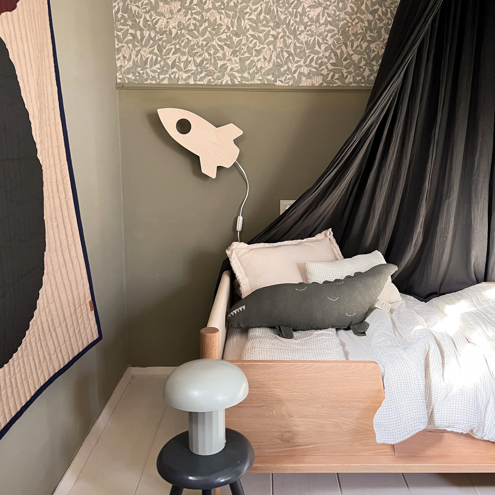 Hölzerne Wandleuchte Kinderzimmer | Rakete - natur Wandleuchte toddie.de