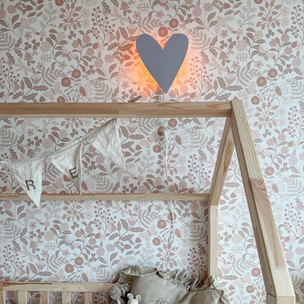 Hölzerne Wandleuchte Kinderzimmer | Herz - lila toddie.de ®