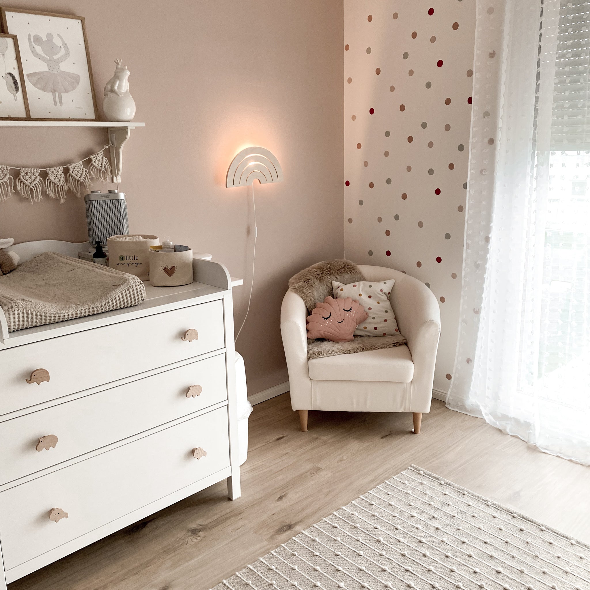 Hölzerne Wandleuchte Kinderzimmer | Regenbogen - natur Wandleuchte toddie.de