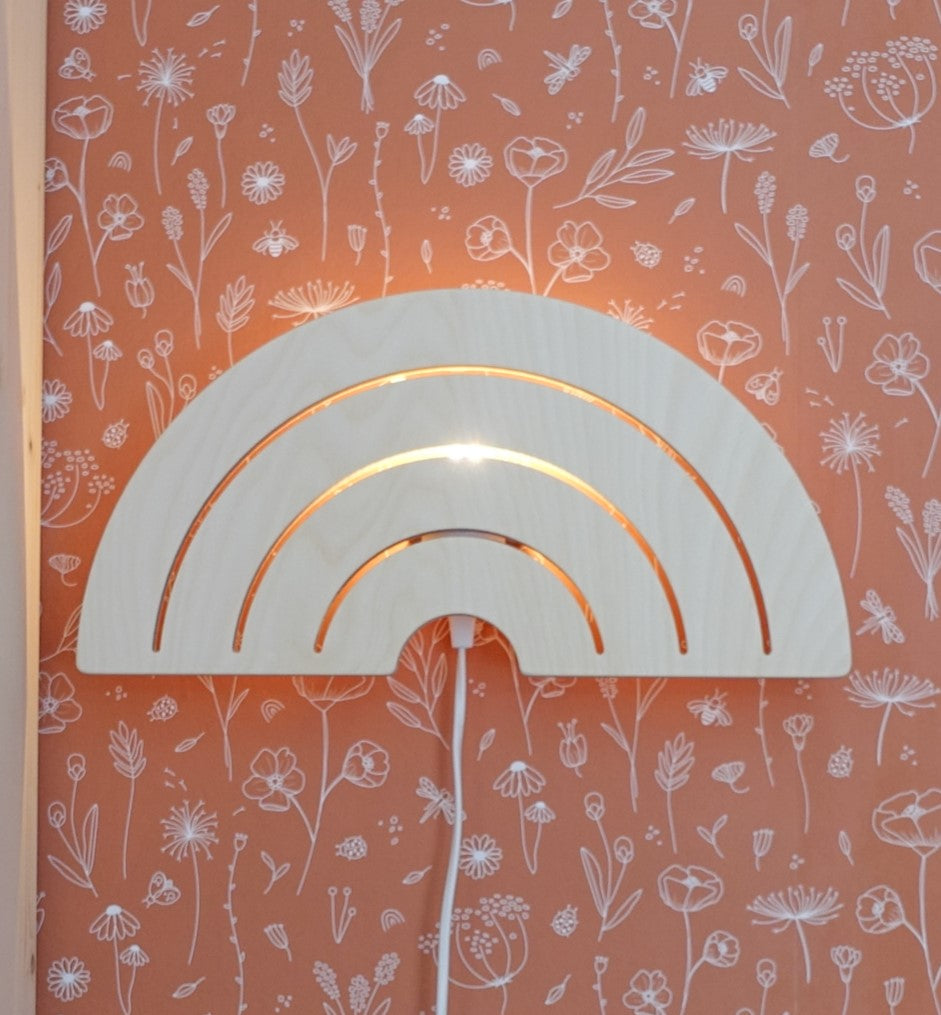Hölzerne Wandleuchte Kinderzimmer | Regenbogen - natur Wandleuchte toddie.de
