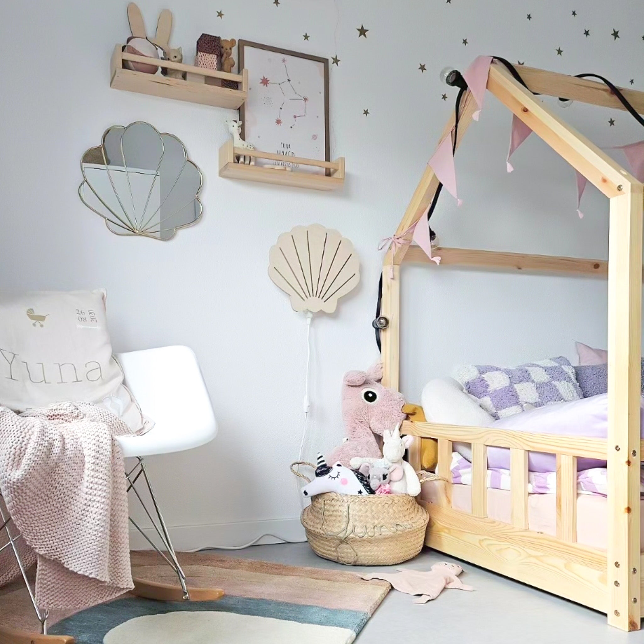 Hölzerne Wandleuchte Kinderzimmer | Muschel - natur Wandleuchte toddie.de
