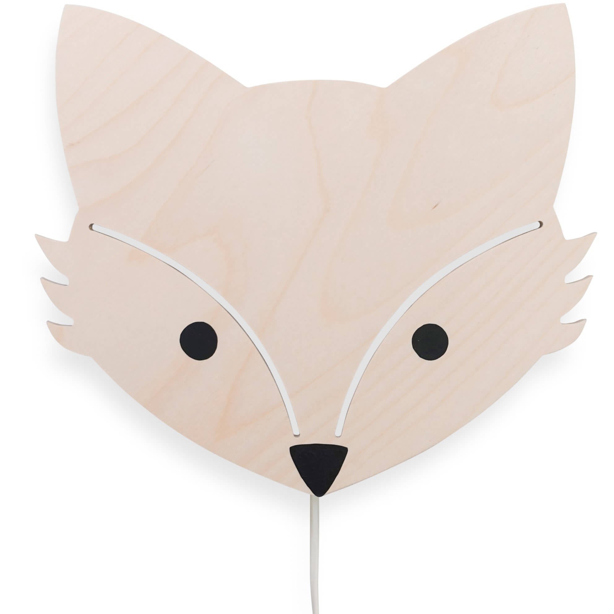 Hölzerne Wandleuchte Kinderzimmer | Fuchs - natur Wandleuchte toddie.de Weißes Kabel