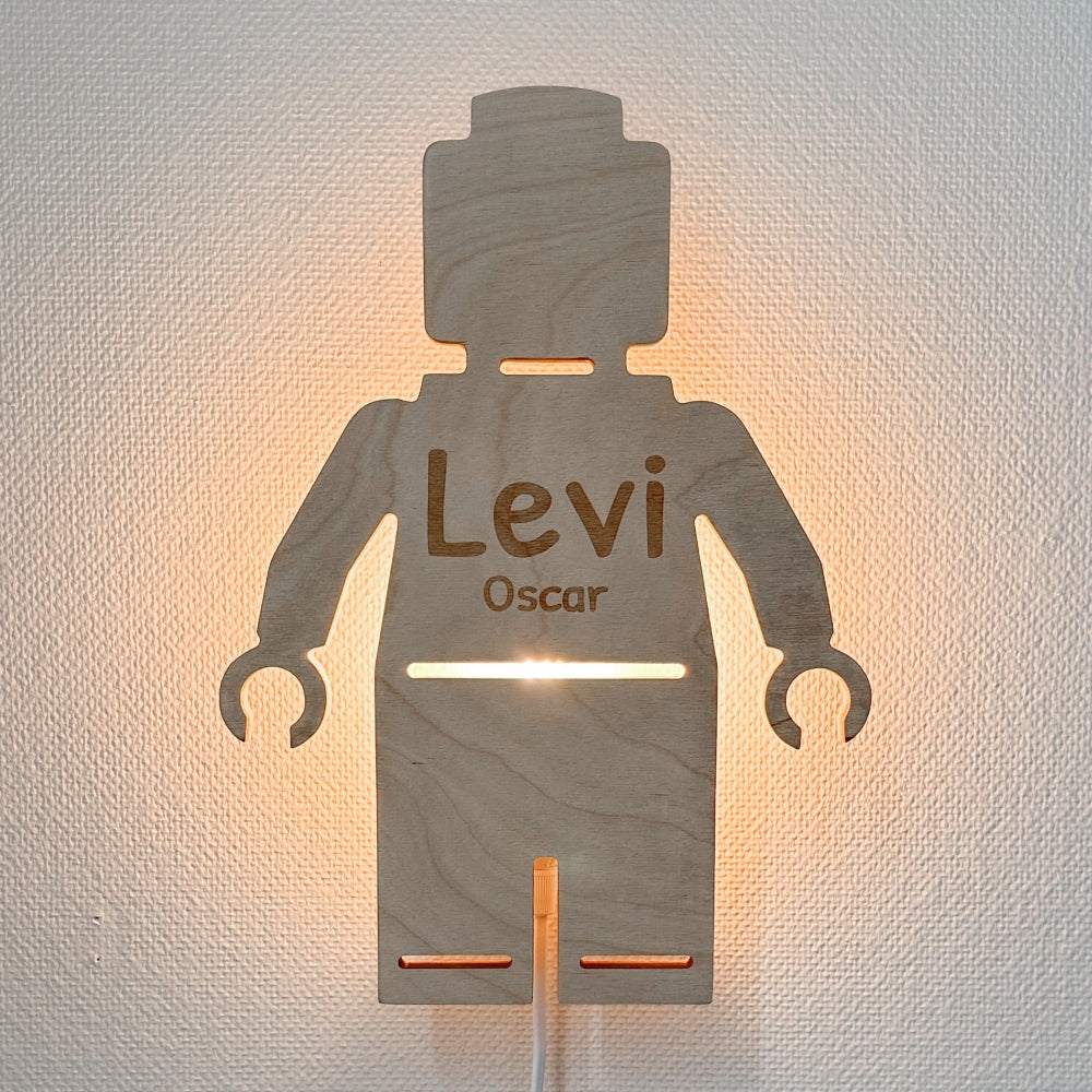 Hölzerne Wandleuchte Kinderzimmer | Lego- natur Wandleuchte toddie.de