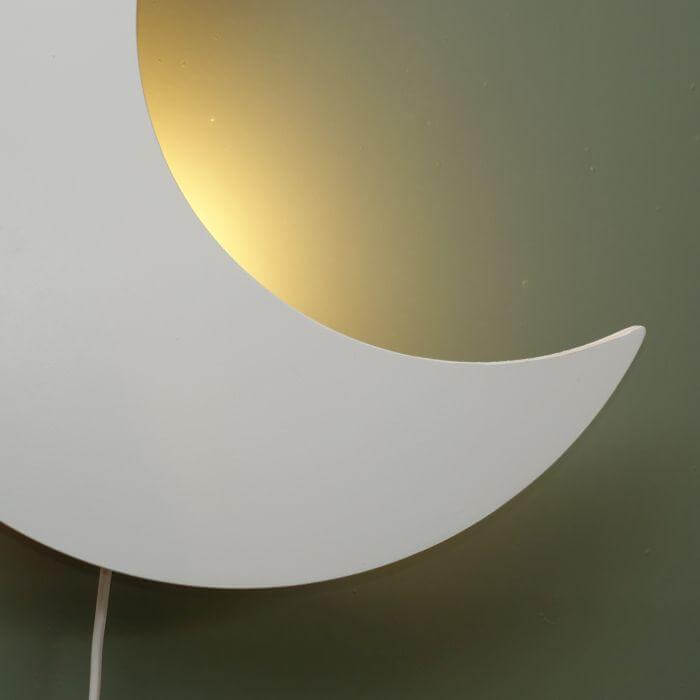 Hölzerne Wandleuchte Kinderzimmer | Mond - weiß Wandleuchte toddie.de