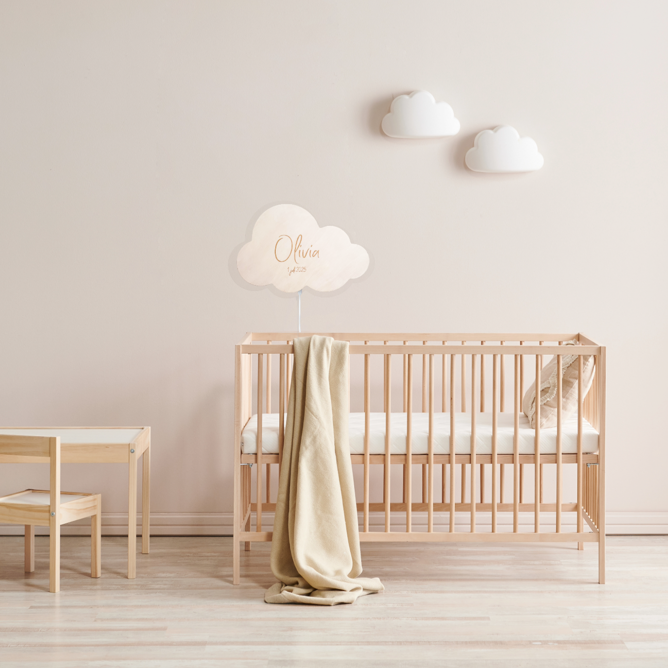 Hölzerne Wandleuchte Kinderzimmer | Wolkie - natur Wandleuchte toddie.de
