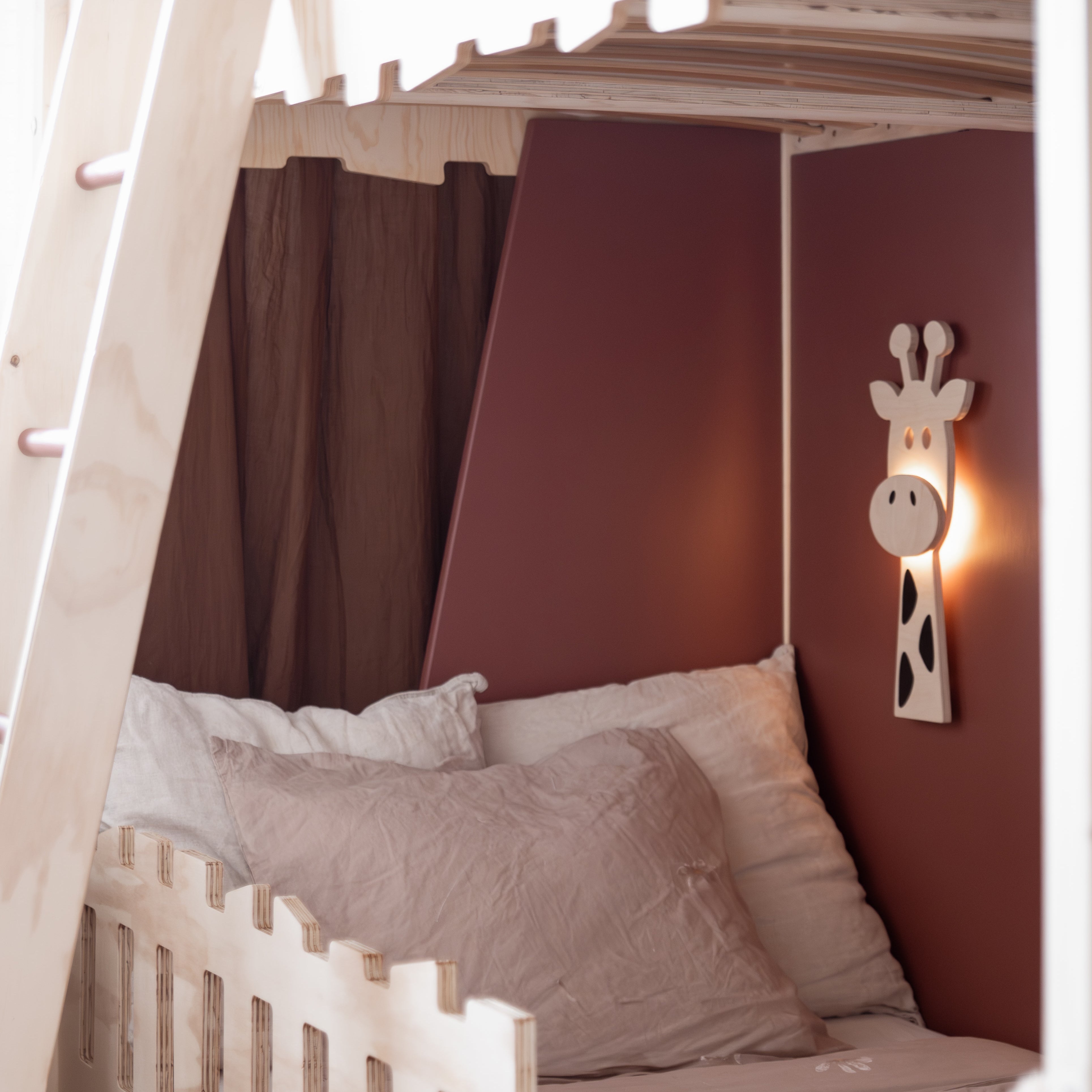 Hölzerne Wandleuchte Kinderzimmer | Giraffe - natur