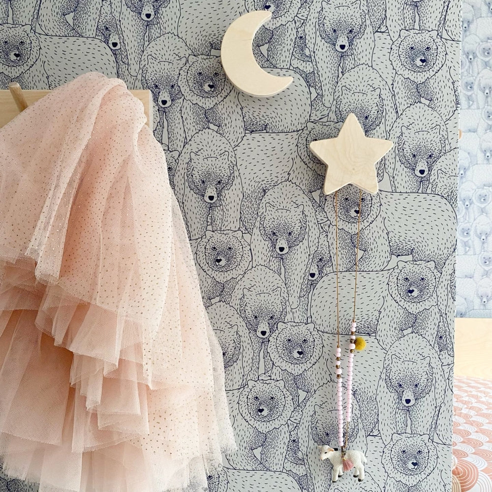 Hölzerne Wandhaken Kinderzimmer | Stern und Mond - natrur Wandhaken toddie.de