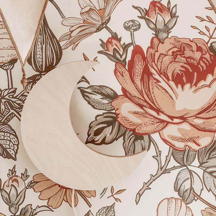 Hölzerne Wandleuchte Kinderzimmer | Mond - natur Wandleuchte toddie.de