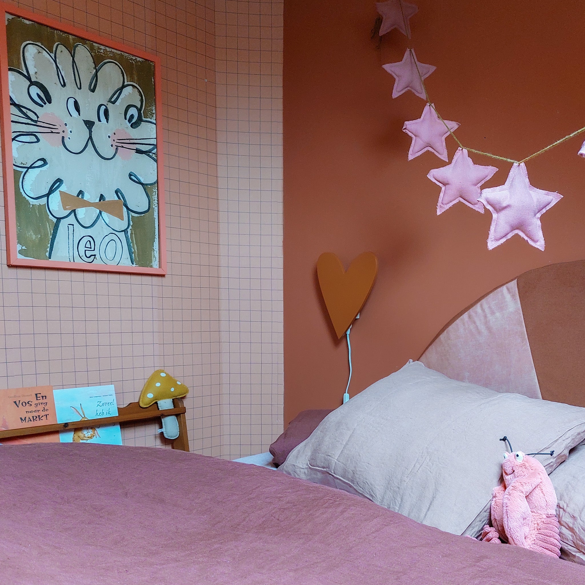 Hölzerne Wandleuchte Kinderzimmer | Herz - ziegelrot Wandleuchte toddie.de