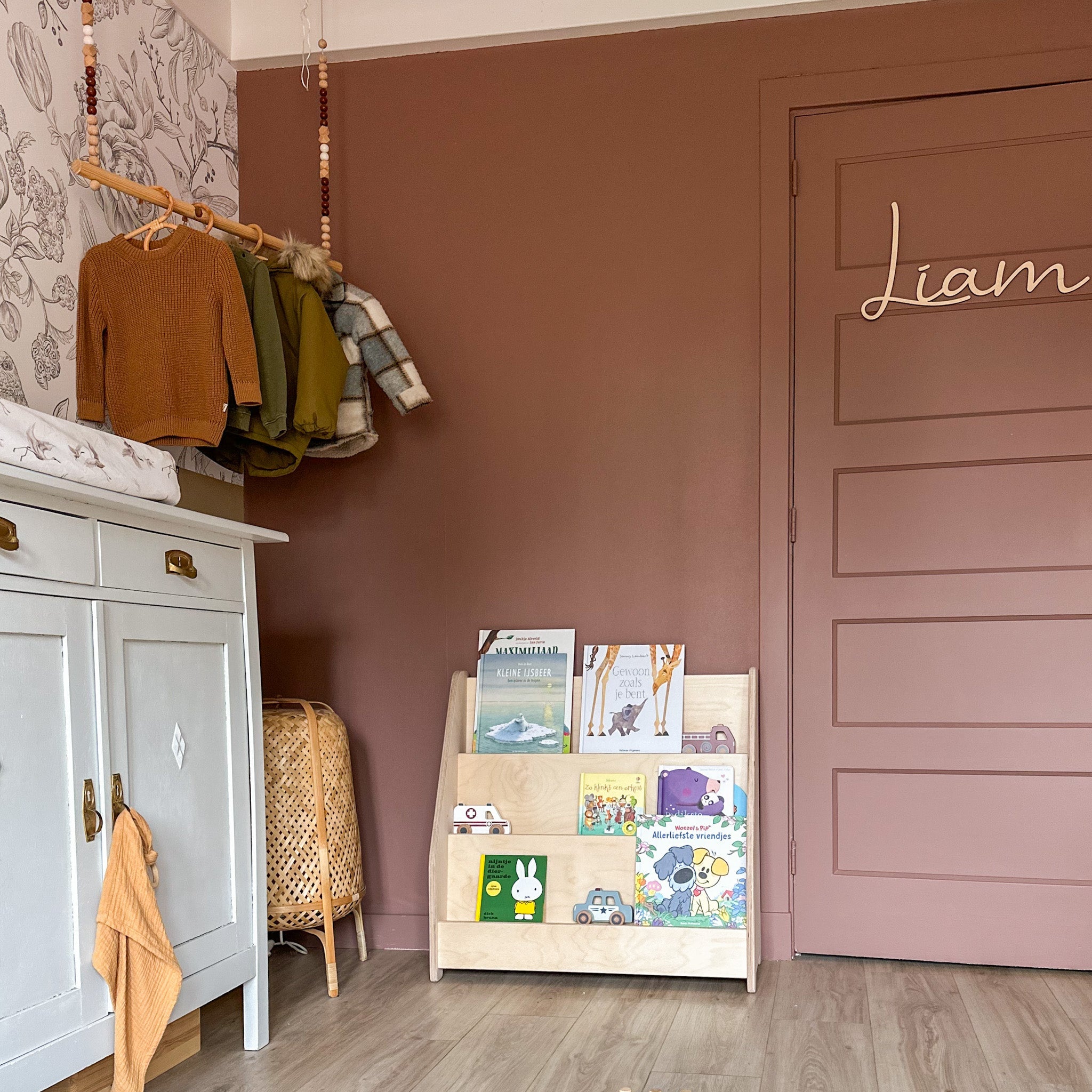 Montessori Bücherschrank Kinderzimmer | 3 Stufen - natur Bücherschrank toddie.de