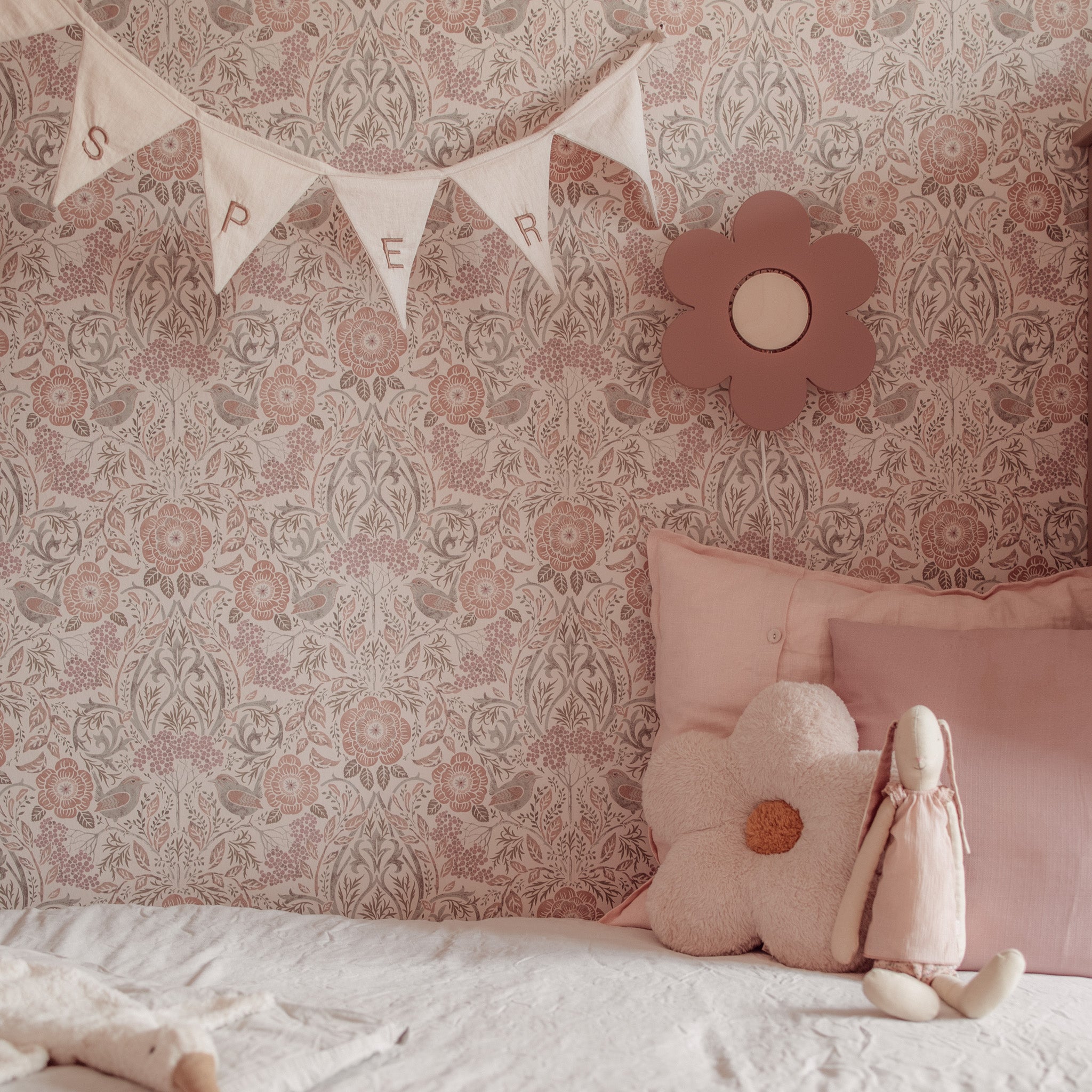 Hölzerne Wandlampe Kinderzimmer | Blume - terra rosa Wandleuchte toddie.de