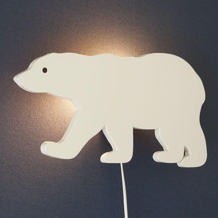 Hölzerne Wandleuchte Kinderzimmer | Eisbär - weiß Wandleuchte toddie.de
