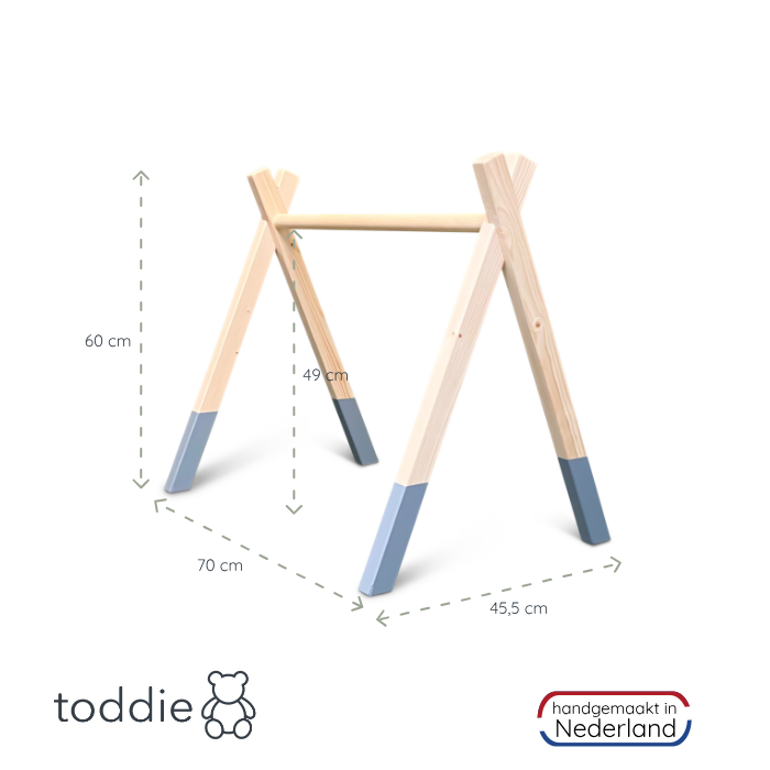 Holz Babygym | Massiver Holzspielbogen Tipi-Forme (ohne hängespielzeuge) - denim drift Spielbogen toddie.de   