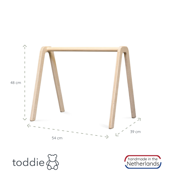 Holz Babygym | Massiver Holzspielbogen mit Dschungel hängespielzeuge - natur Spielbogen + Hängespielzeuge toddie.de   