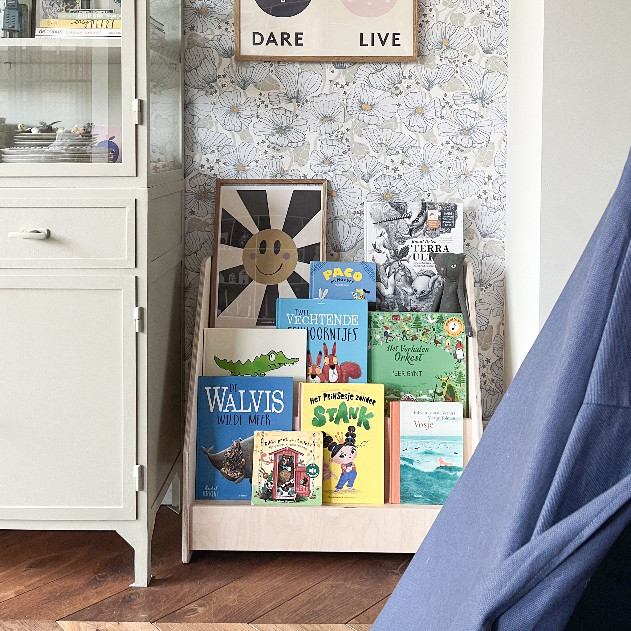 Montessori Bücherschrank Kinderzimmer | 3 Stufen - natur Bücherschrank toddie.de   