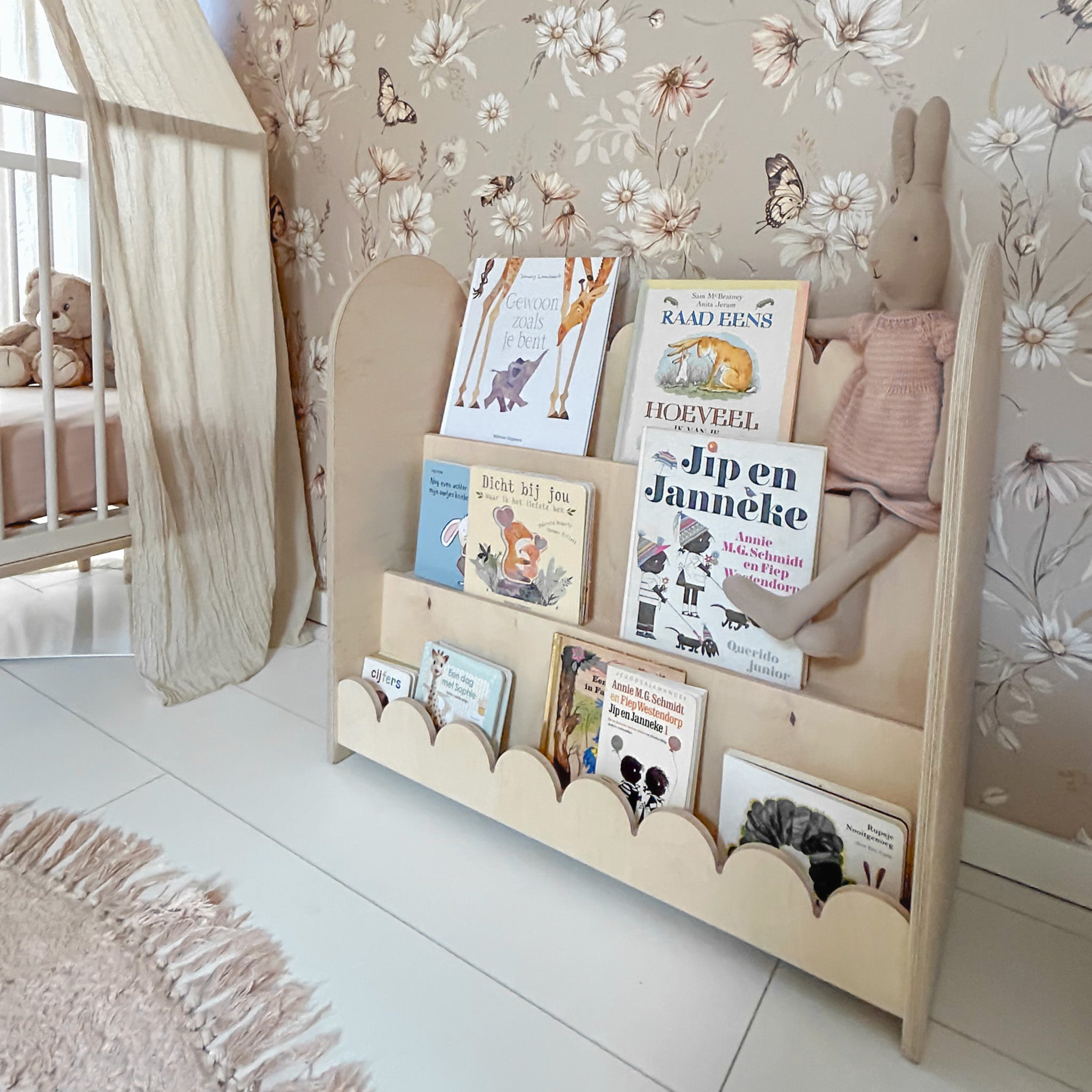 Bubble Montessori Bücherregal Kinderzimmer | 3 Stufen - natur Bücherregal toddie.de ®