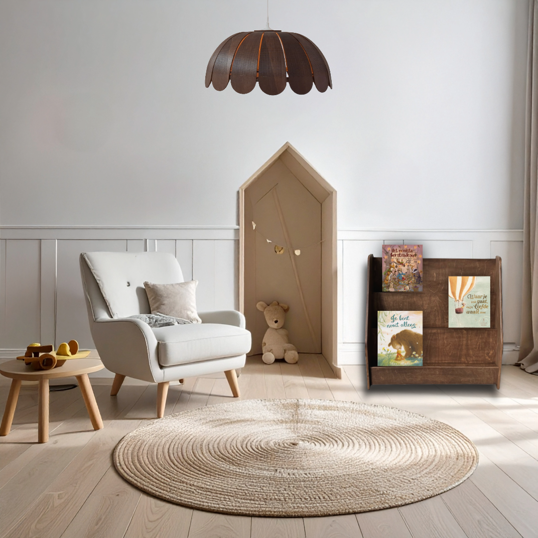 Montessori Bücherschrank Kinderzimmer | 3 Stufen - Wengé (Walnut) Bücherschrank toddie.de ®