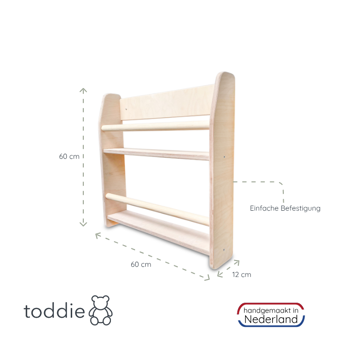 Montessori Bücherregal Kinderzimmer | 2 Regale - natur Wandregal toddie.de   