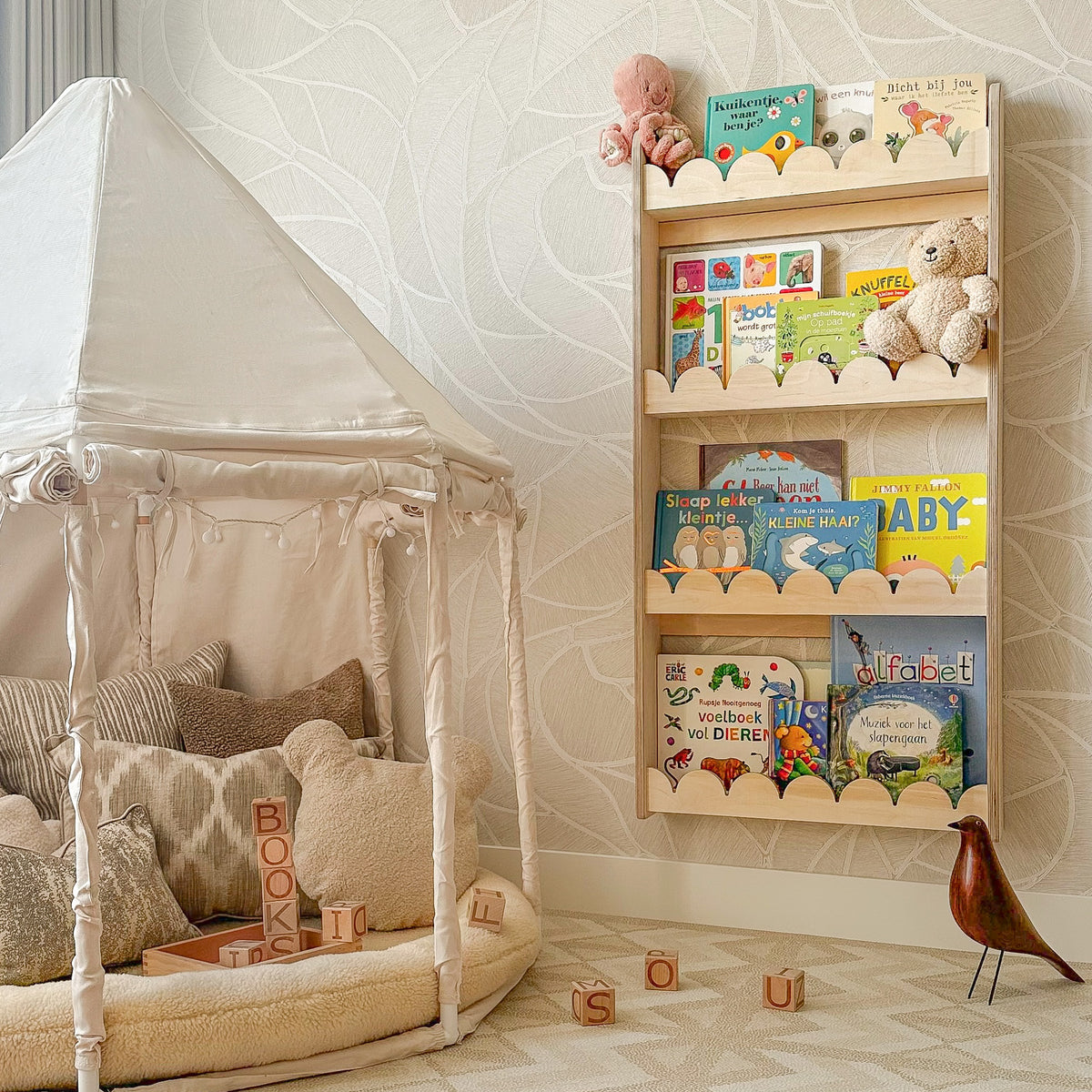 Bubble Montessori boekenrek kinderkamer | 4 planken - blank - toddie.nl ®