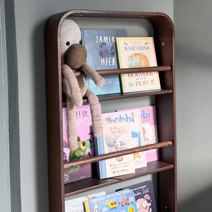 Montessori Bücherregal Kinderzimmer | Novie, 3 Regalböden – Wengé, gebeizt