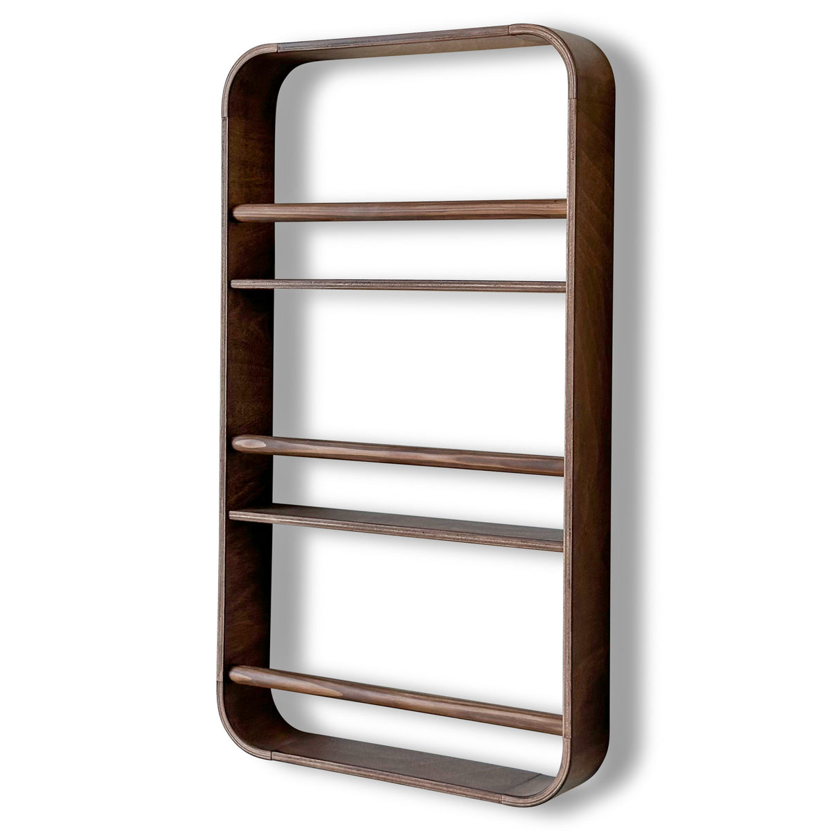Novie montessori rond boekenrek kinderkamer | 3 planken - Wengé gebeitst - toddie.nl ®