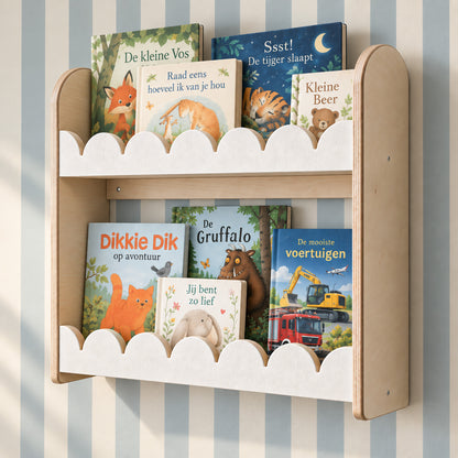 Montessori Bücherregal Wand Kinderzimmer | Bubble, 2 Böden – Weißer Filz