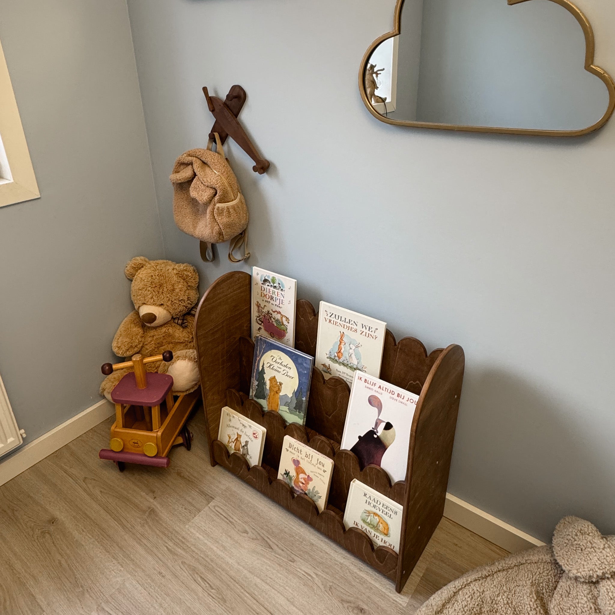 Bubble Montessori Bücherregal Kinderzimmer | 3 Stufen - Wengé - all bubble Bücherschrank toddie.de ®