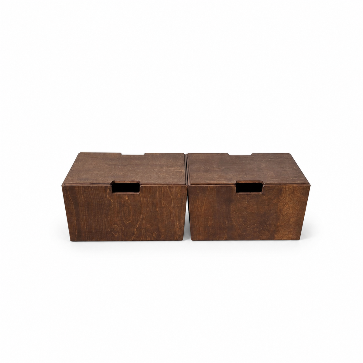Montessori rijdende opbergkist met zwenkwieltjes en deksel - Wengé - toddie.nl ®