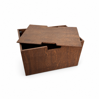Montessori rijdende opbergkist met zwenkwieltjes en deksel - Wengé - toddie.nl ®