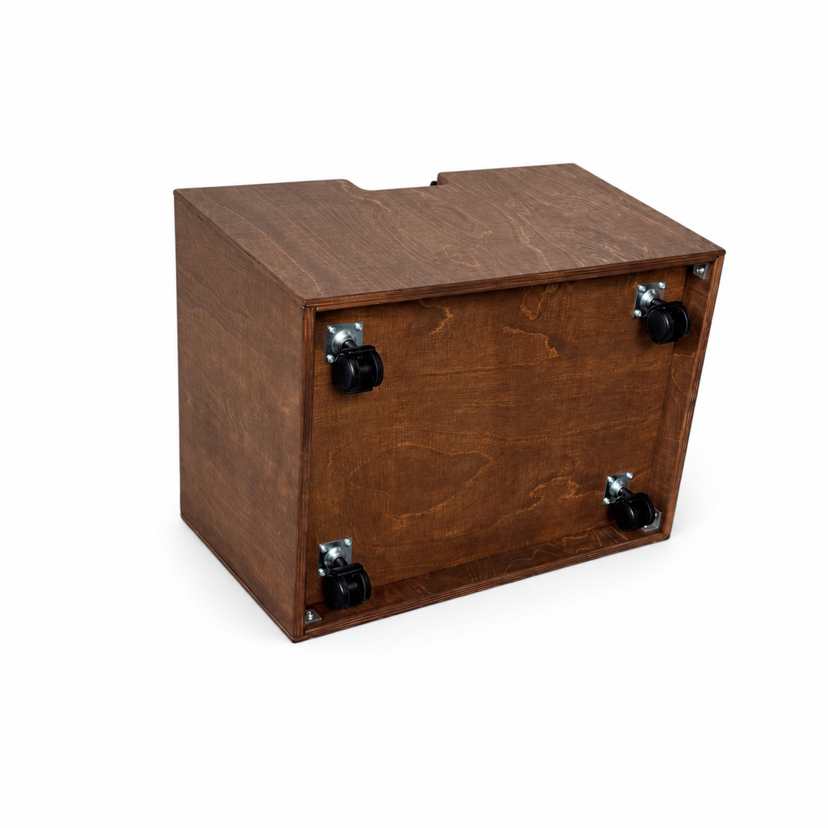 Montessori rijdende opbergkist met zwenkwieltjes en deksel - Wengé - toddie.nl ®