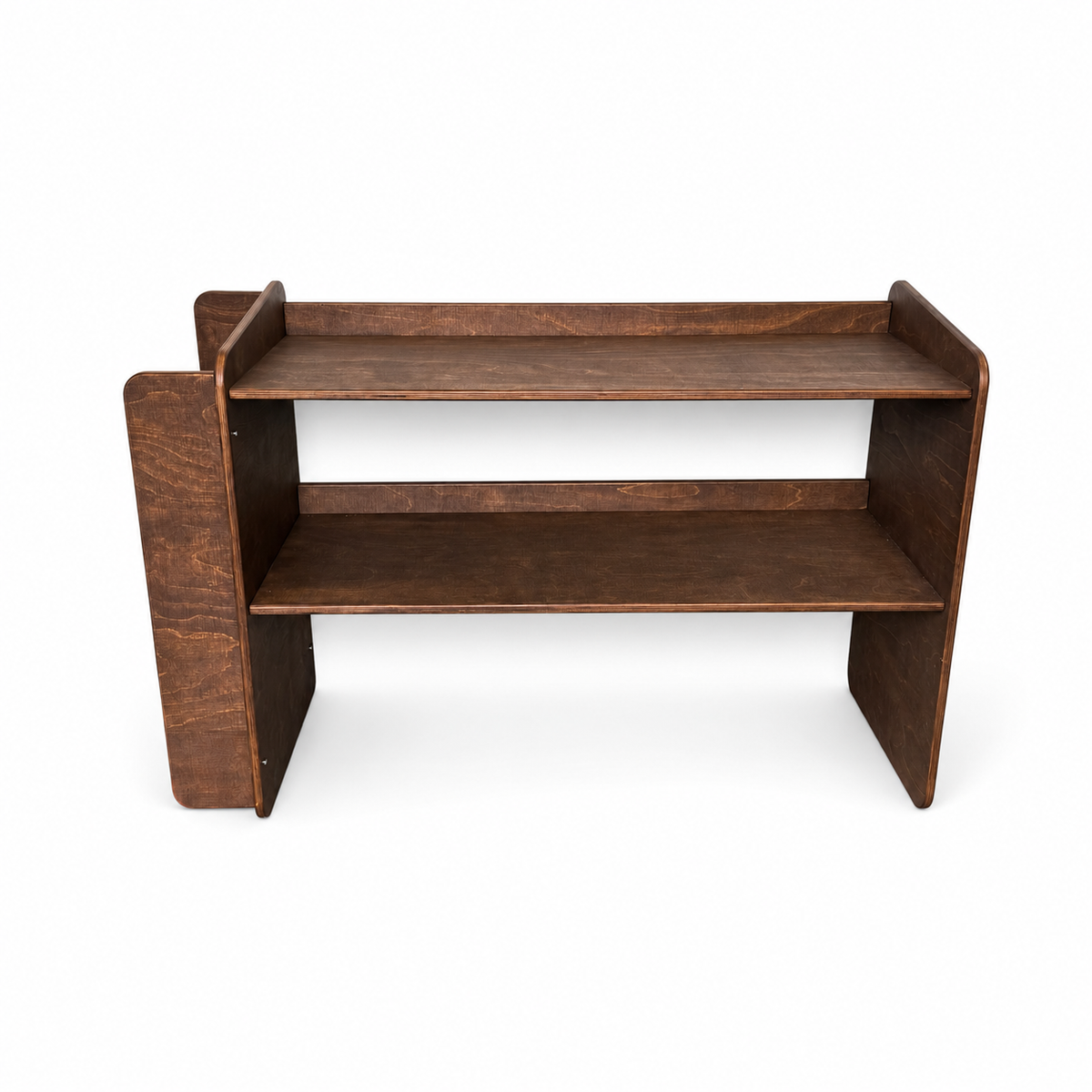 Jollie montessori open speelgoedkast met zijkant boekenrek - Wengé - toddie.nl ®