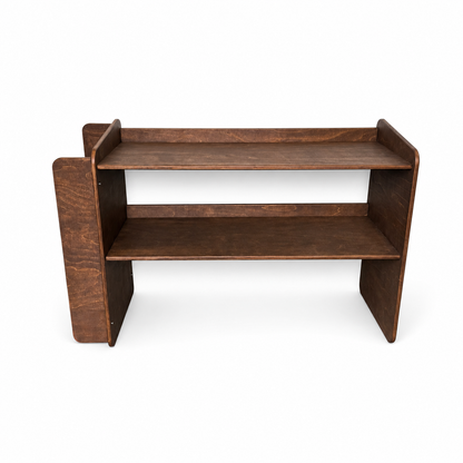 Jollie montessori open speelgoedkast met zijkant boekenrek - Wengé - toddie.nl ®