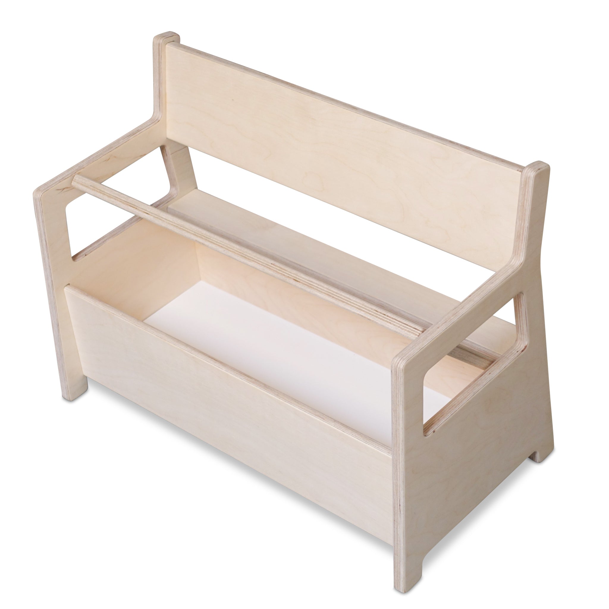Montessori Kleine Bank mit Klappe | Holzspielzeugkiste, Aufbewahrungsbank, Spielzeugbank - natur Aufbewahrung toddie.de