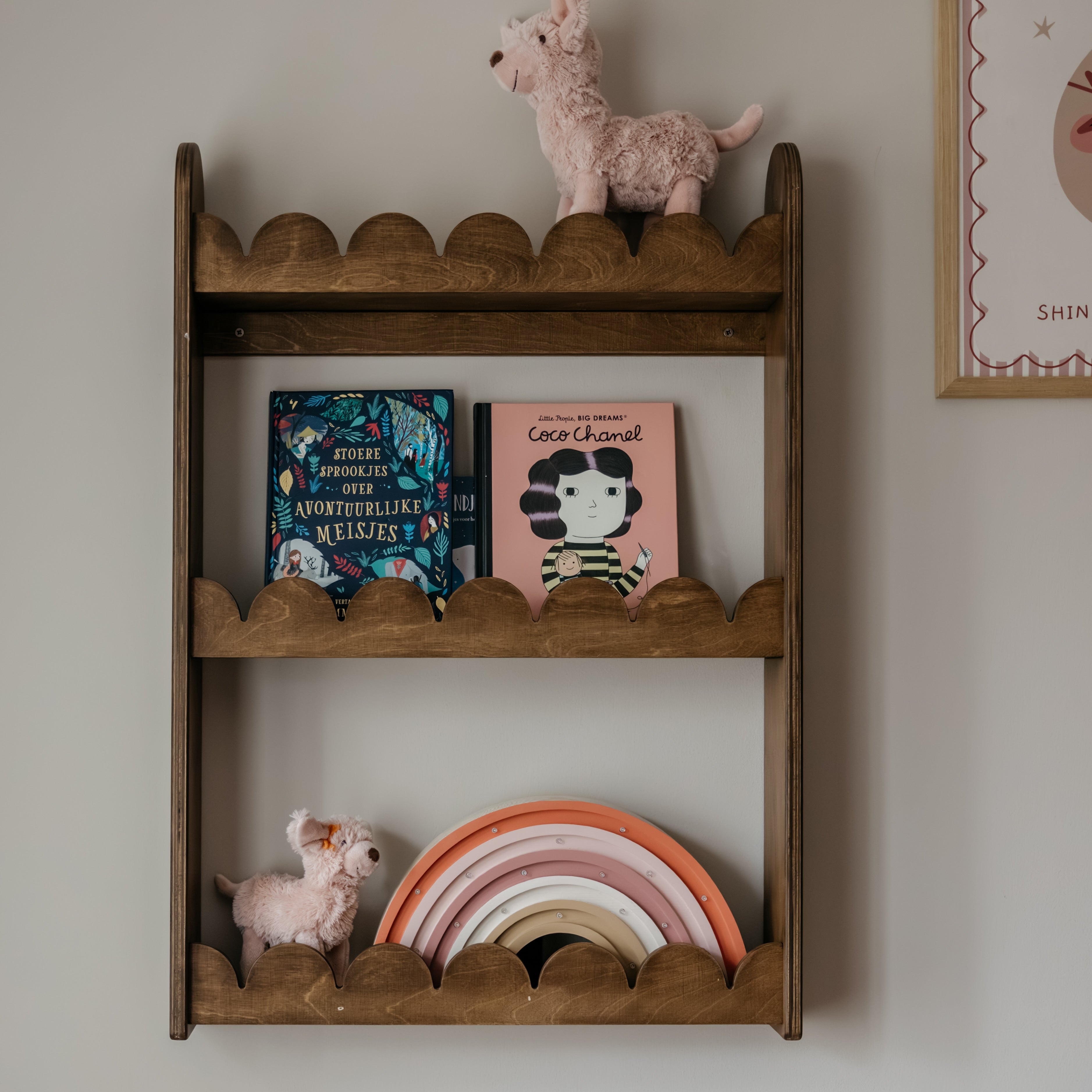 Bubble Montessori Bücherregal | 2 Regalböden – wenge gebeizt Wandregal toddie.de ®