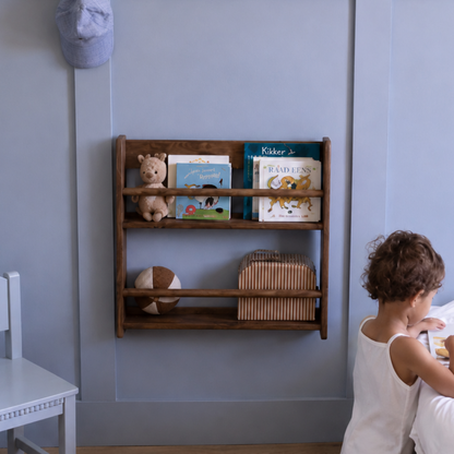Shelfie Montessori Bücherregal für das Kinderzimmer | 2 Regalböden – Wengé, gebeizt