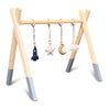 Holz Babygym | Massiver Holzspielbogen Tipi-Form mit Raum hängespielzeuge - denim drift Spielbogen + Hängespielzeuge toddie.de