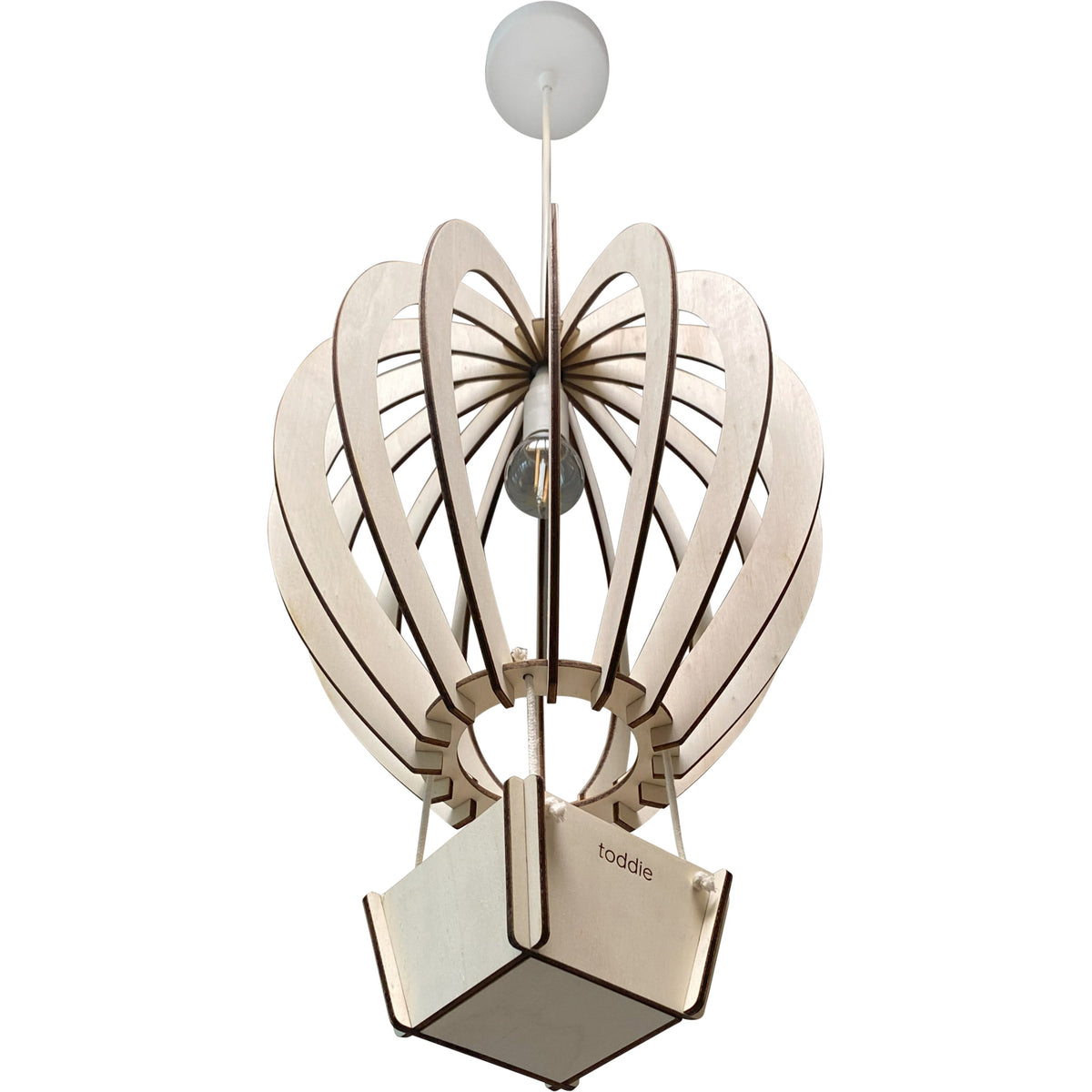 Houten hanglamp kinderkamer | Luchtballon - blank - toddie.nl ®