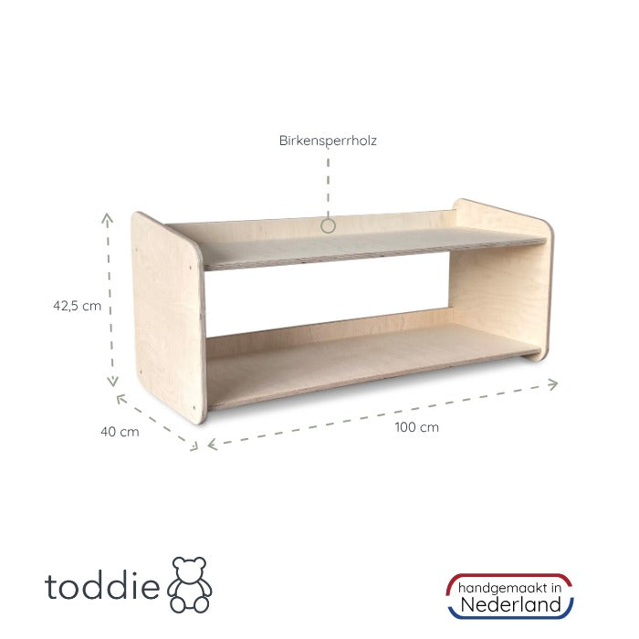 Montessori Spielzeugschrank | Bücherregal 2 regale - natur Spielzeugschrank toddie.de ®   