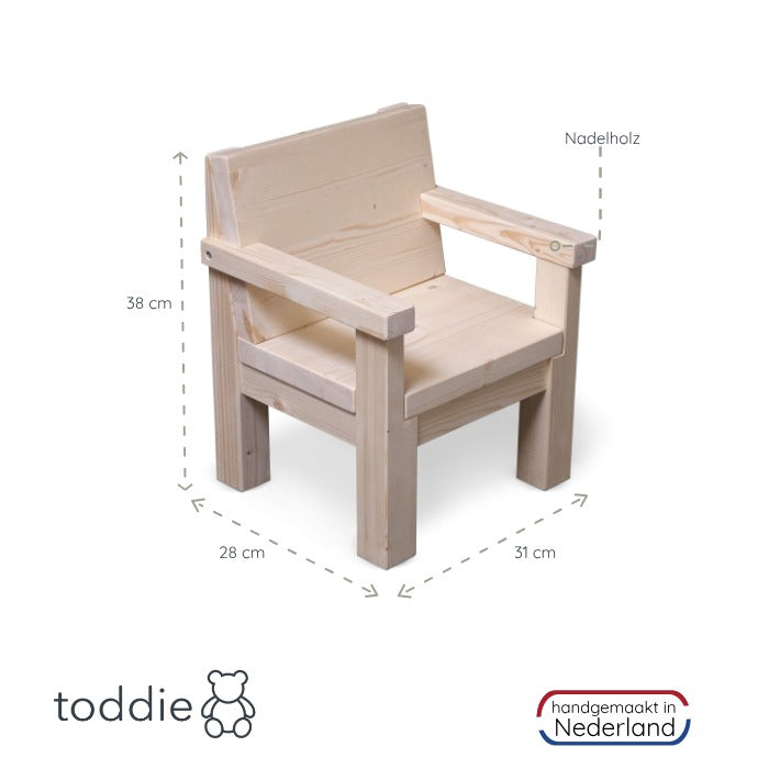 Holz Kindermöbelset 1-3 Jahre | Kiddo Tisch + 2 Stühle - natur Möbelset toddie.de