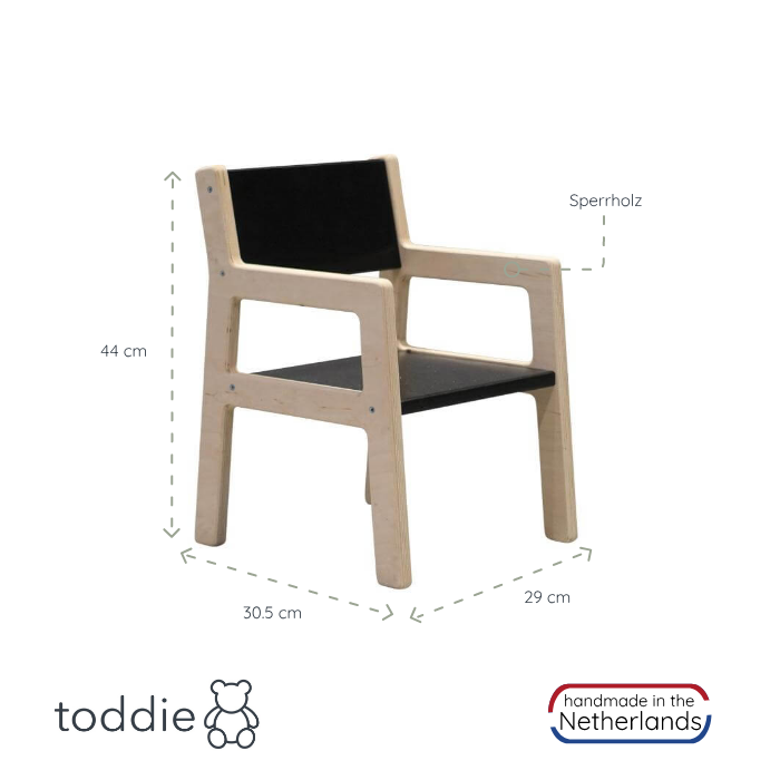 Holz Kindermöbelset 1-4 Jahre | Tisch + 2 Stühle - schwarz Möbelset toddie.de   