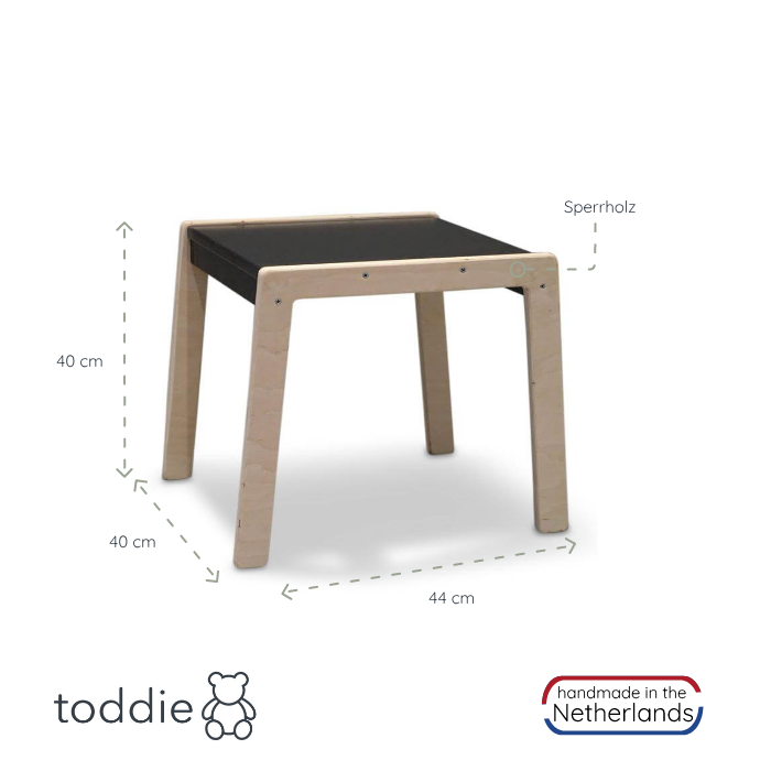 Holz Kindermöbelset 1-4 Jahre | Tisch + 2 Stühle - schwarz Möbelset toddie.de   