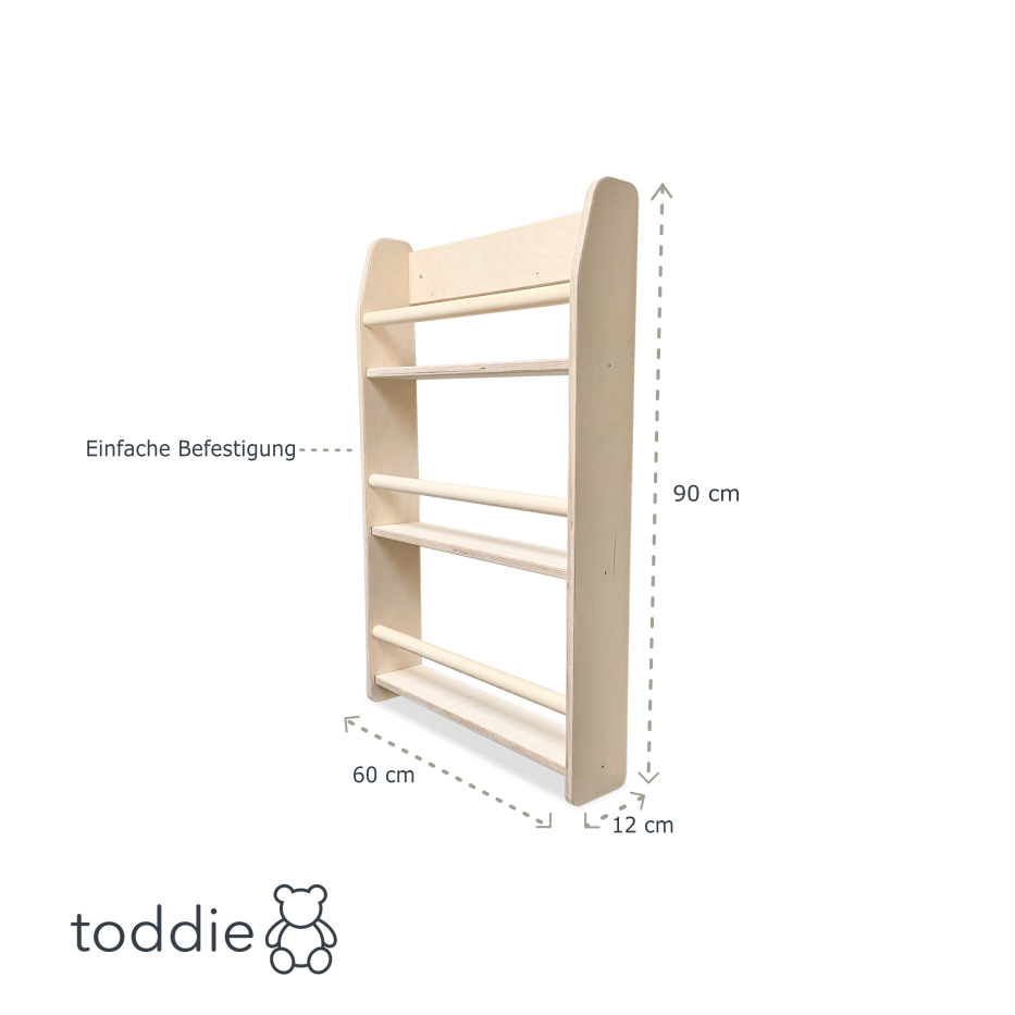 Montessori Bücherregal Kinderzimmer | 3 Regale - natur Wandregal toddie.de ®   