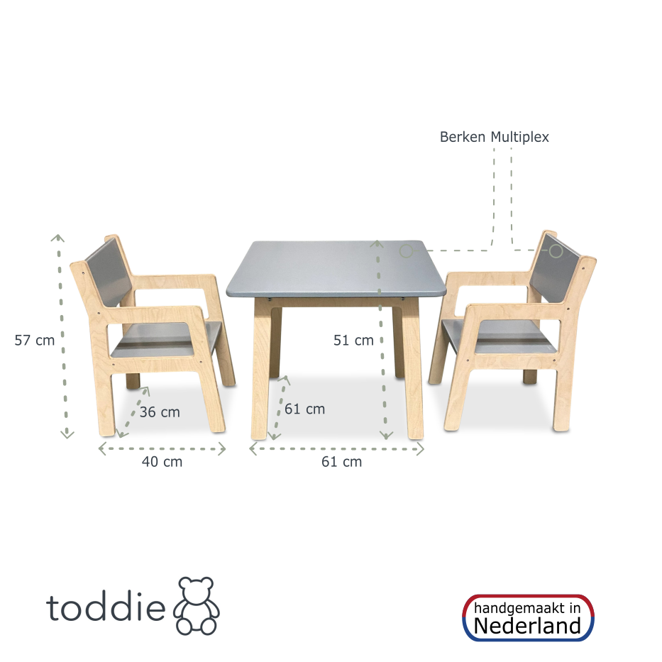 Holz Kindermöbelset 4-7 Jahre | Tisch + 2 Stühle - denim drift Möbelset toddie.de