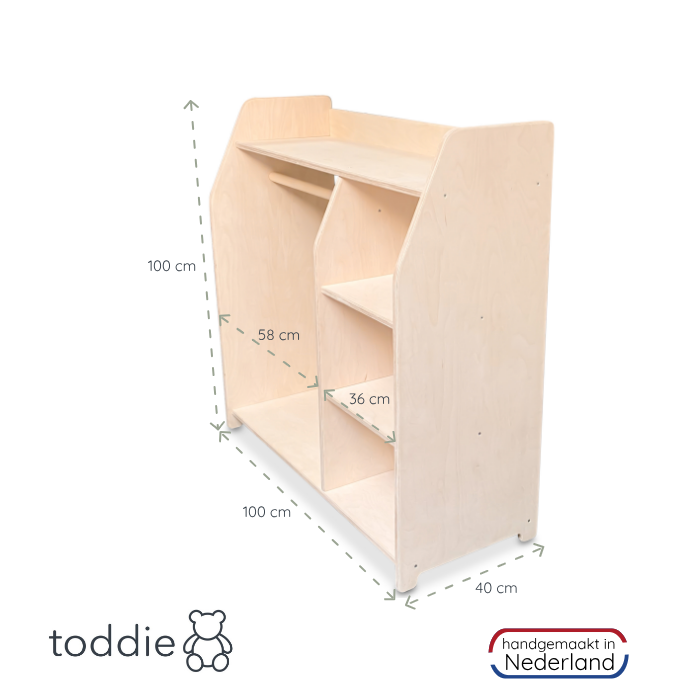 Montessori Kleiderschrank Kinderzimmer | Kindergarderobe - natur Kleiderschrank toddie.de   