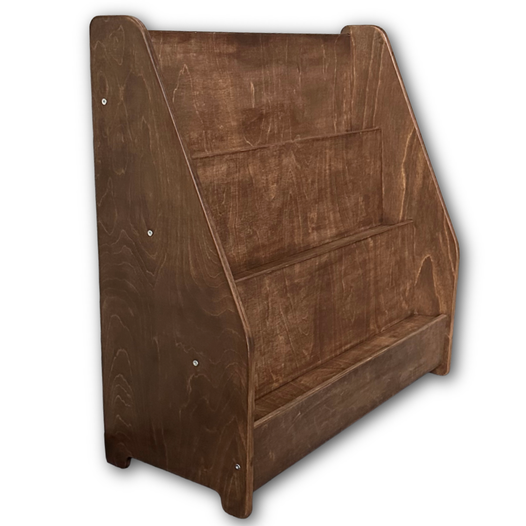 Montessori Bücherschrank Kinderzimmer | 3 Stufen - Wengé (Walnut) Bücherschrank toddie.de ®